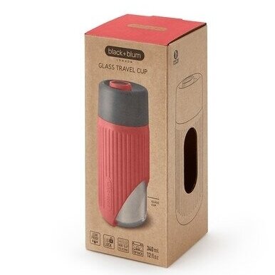 Black and Blum stiklinė gertuvė ,, Glass travel cup: coral" (340 ml) 2