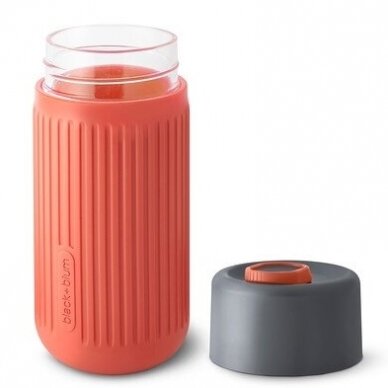 Black and Blum stiklinė gertuvė ,, Glass travel cup: coral" (340 ml) 1