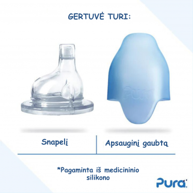 PURA termosinė gertuvė Kiki Sippy bottle su mėlyna dugno apsauga/natural (260 ml) 3