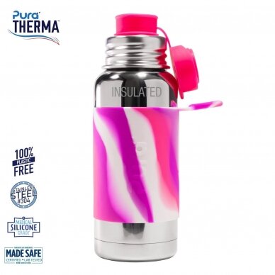 PURA termosinė gertuvė Sport bottle/pink swirl (475 ml)