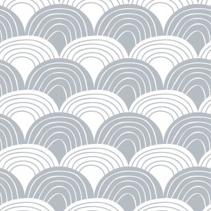 Swedish Linens Fitted Sheet - Rainbows: Gray