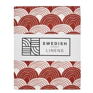 Swedish Linens Fitted Sheet - Rainbows: Burgundy (60x120 cm)