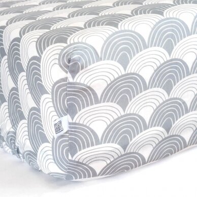 Swedish Linens Fitted Sheet - Rainbows: Gray 2