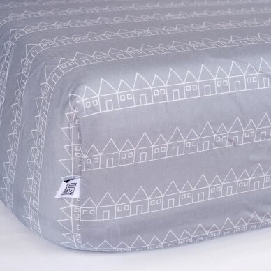 Swedish Linens Fitted Sheet - Lindbacken: Gray 2