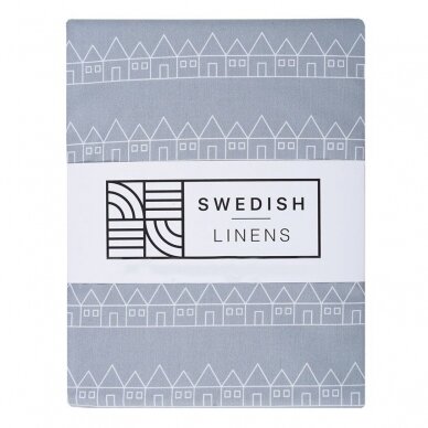 Swedish Linens Fitted Sheet - Lindbacken: Gray