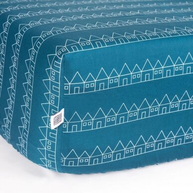 Swedish Linens Fitted Sheet - Lindbacken: Moroccan Blue 2