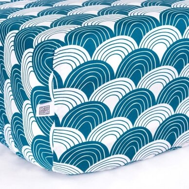 Swedish Linens Fitted Sheet - Rainbows: Moroccan Blue 2